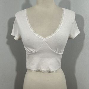 Cotton On Crop Top Womens‎ XS White Babydoll Bella Swan Y2K
